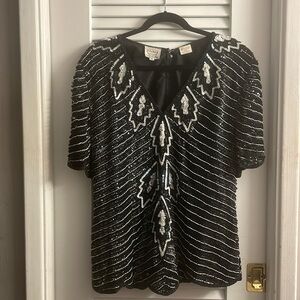 Stenay 80’s Vintage Beaded Blouse, XL - Excellent Vintage Condition